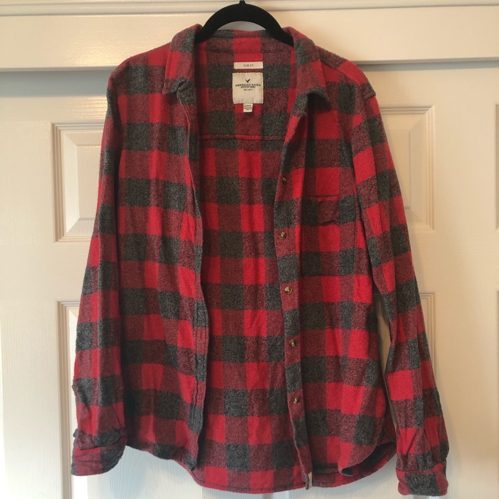 American Eagle Slim Fit Plaid Button Up